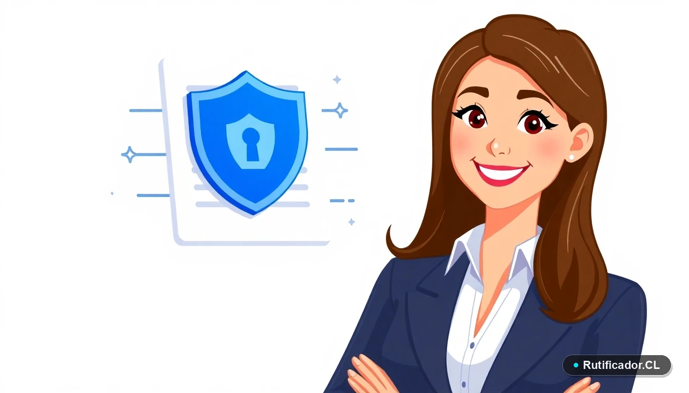 Ilustración de profesional explicando la ley de protección de datos personales en Chile para trámites seguros.