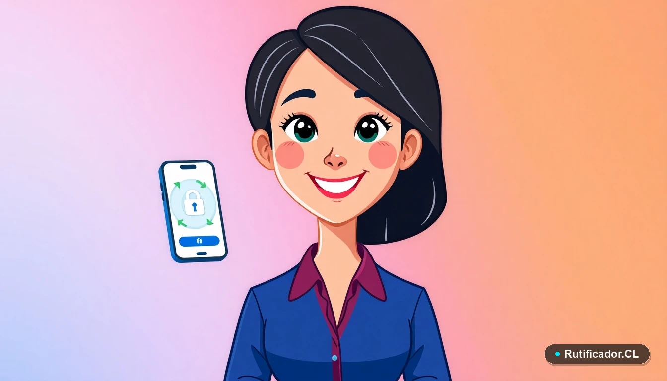 Ilustración de profesional chilena usando su celular para rastrear vuelos de forma segura y legal.