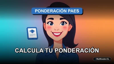 Joven profesional sonriente calculando su ponderación PAES 2026 con un documento digital flotante, ilustración plana corporativa.