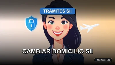 Guía legal para cambiar domicilio en el Servicio de Impuestos Internos de Chile desde el extranjero de forma segura. Ilustración corporativa amigable.