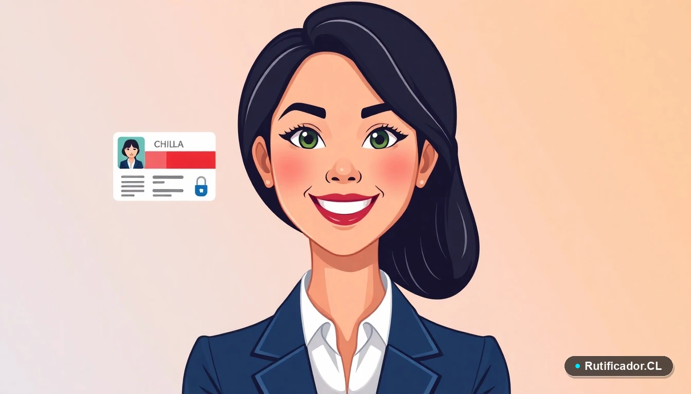 Ilustración de mujer extranjera realizando trámite de cédula de identidad chilena de forma segura