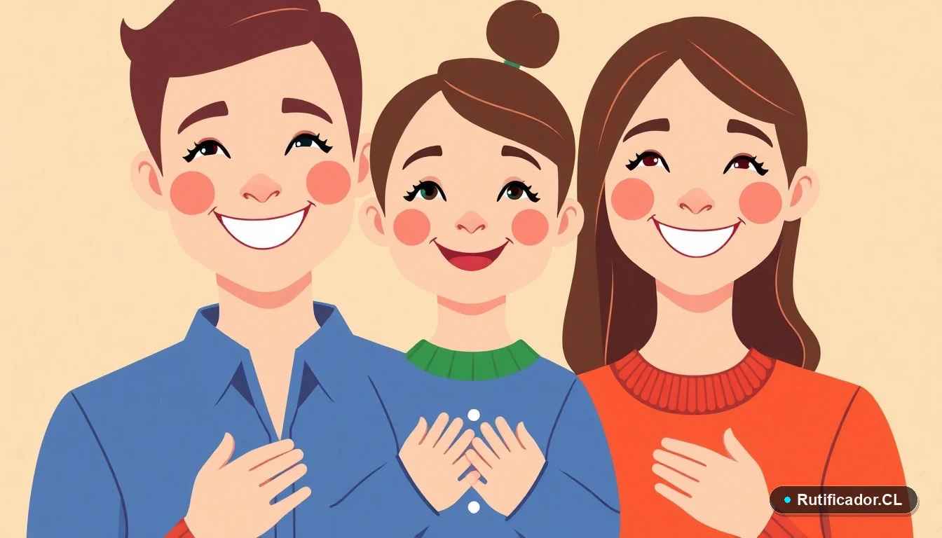 Familia chilena feliz con documentos de matrícula escolar, ilustración plana y moderna.