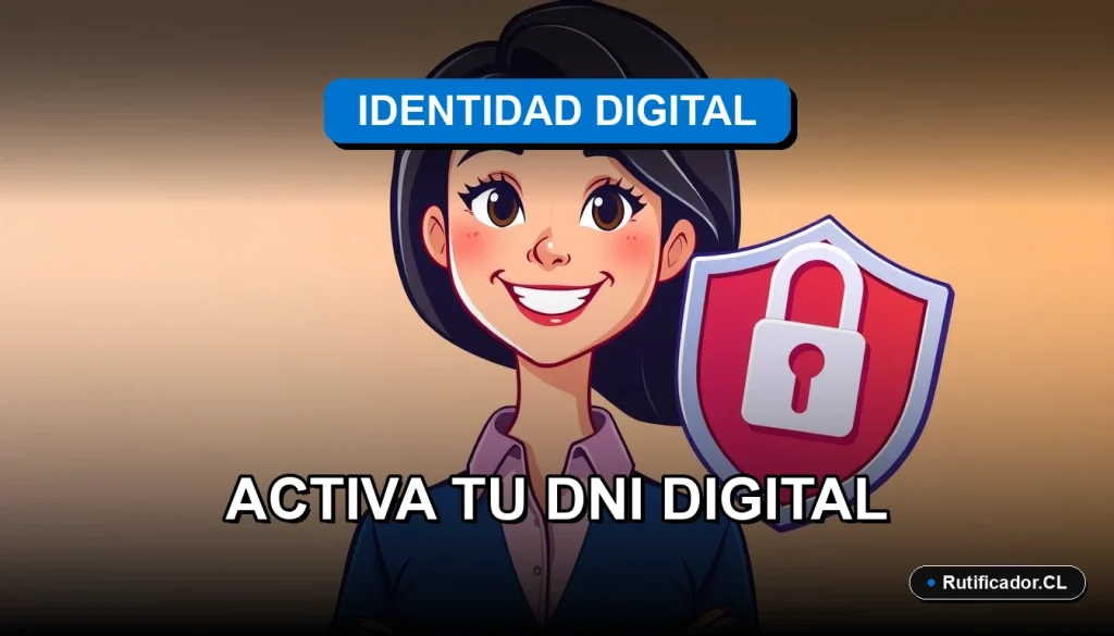 Persona activando su DNI Digital de forma segura en Chile, ilustración plana y colorida.