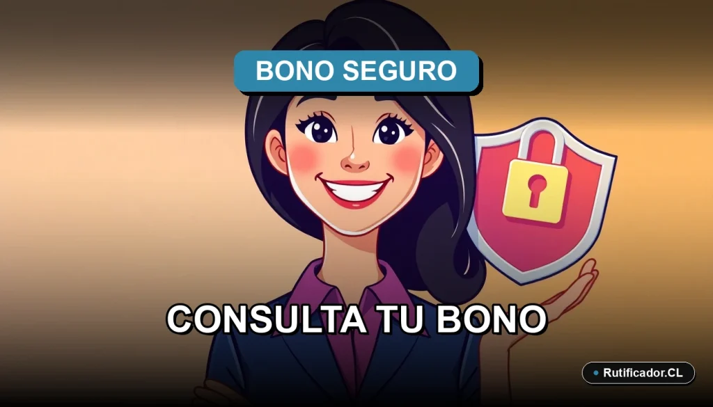 Ilustración de una mujer profesional sonriente junto a un escudo digital flotante, guía para consultar el Bono Marzo 2026 en Chile de forma segura.