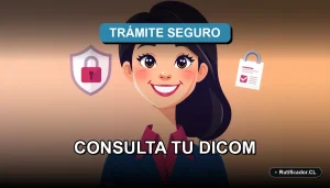 Persona consultando su informe crediticio Dicom de forma segura en Chile, ilustración plana colorida.
