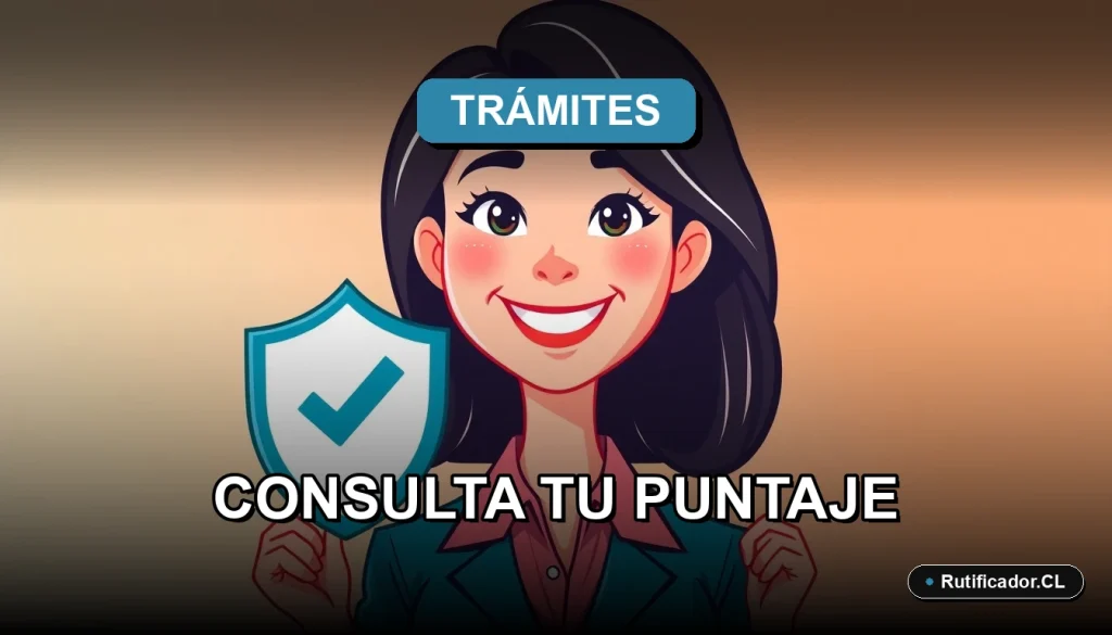 Ilustración de una profesional chilena sonriente junto a un escudo digital flotante, guía para consultar el puntaje PAES 2026 de forma segura.