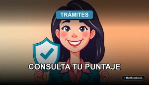 Ilustración de una profesional chilena sonriente junto a un escudo digital flotante, guía para consultar el puntaje PAES 2026 de forma segura.
