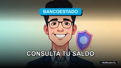 Hombre sonriente consultando saldo de su Cuenta RUT de forma segura en ilustración corporativa.