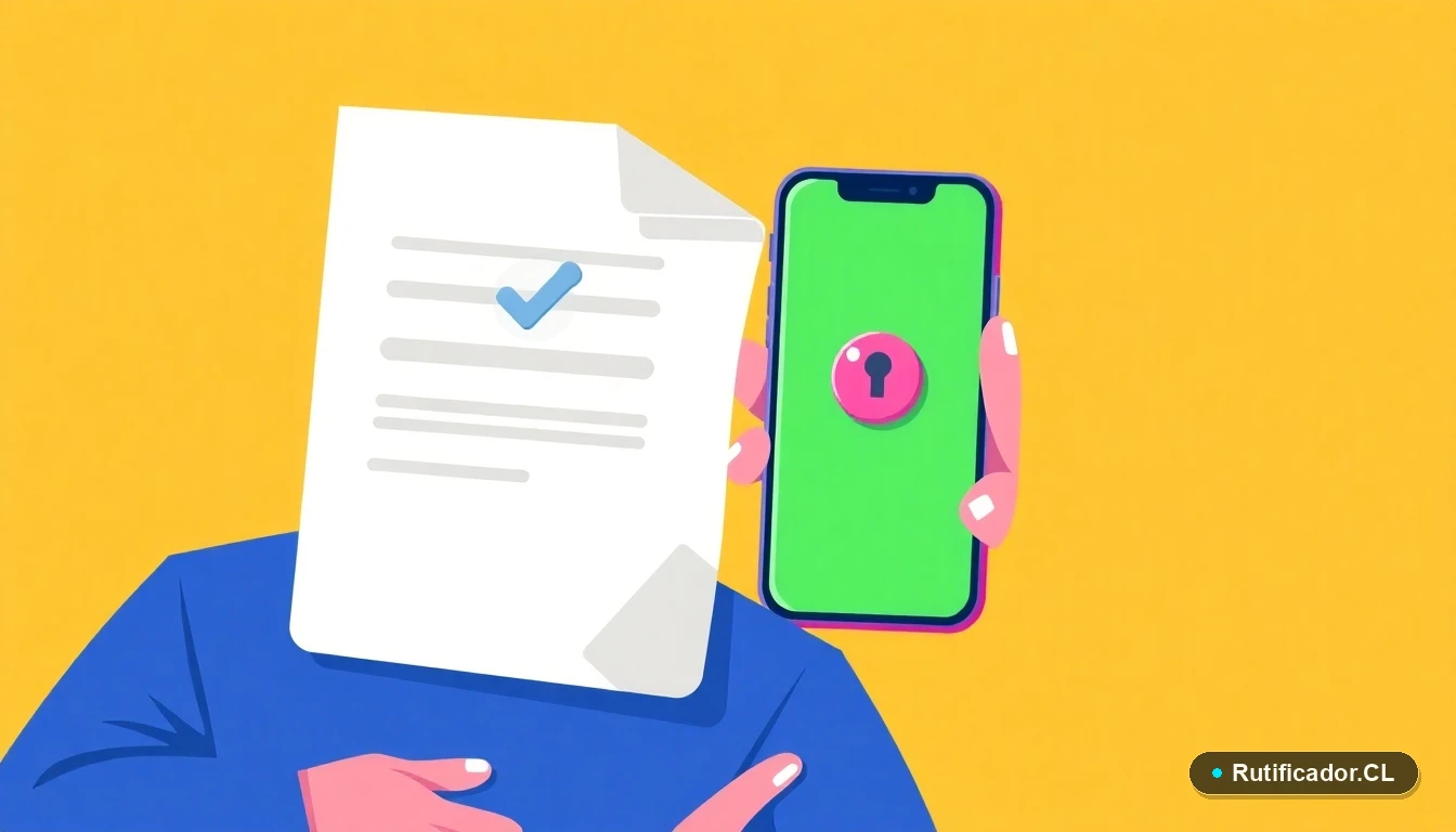 Iconos de trámite digital exitoso: documento con visto bueno, teléfono y llave, para pagar multas.