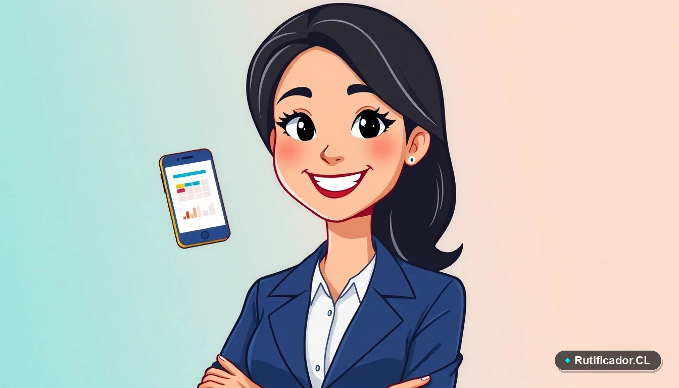 Profesional chilena usando plantilla de control de gastos en su Cuenta RUT en smartphone