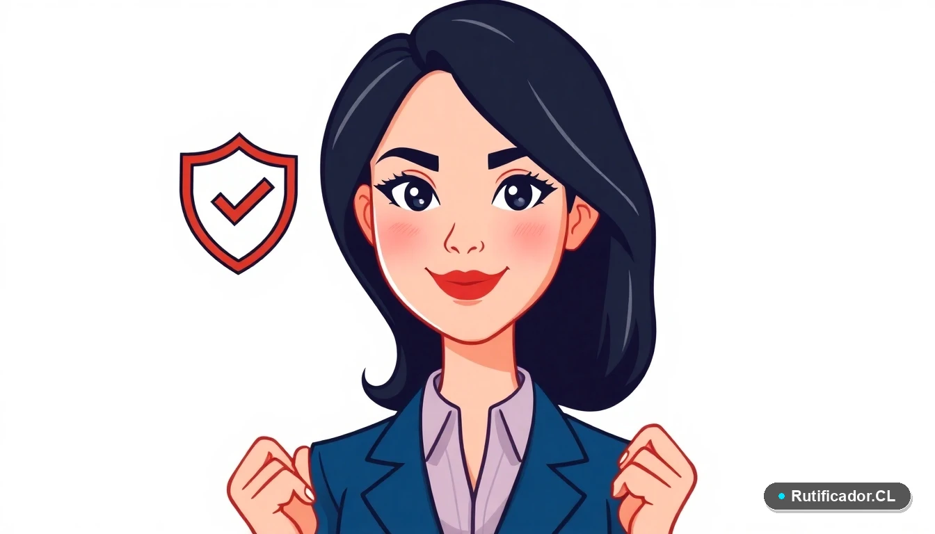 Ilustración de mujer profesional verificando un escudo digital para denunciar un médico falso en Chile.