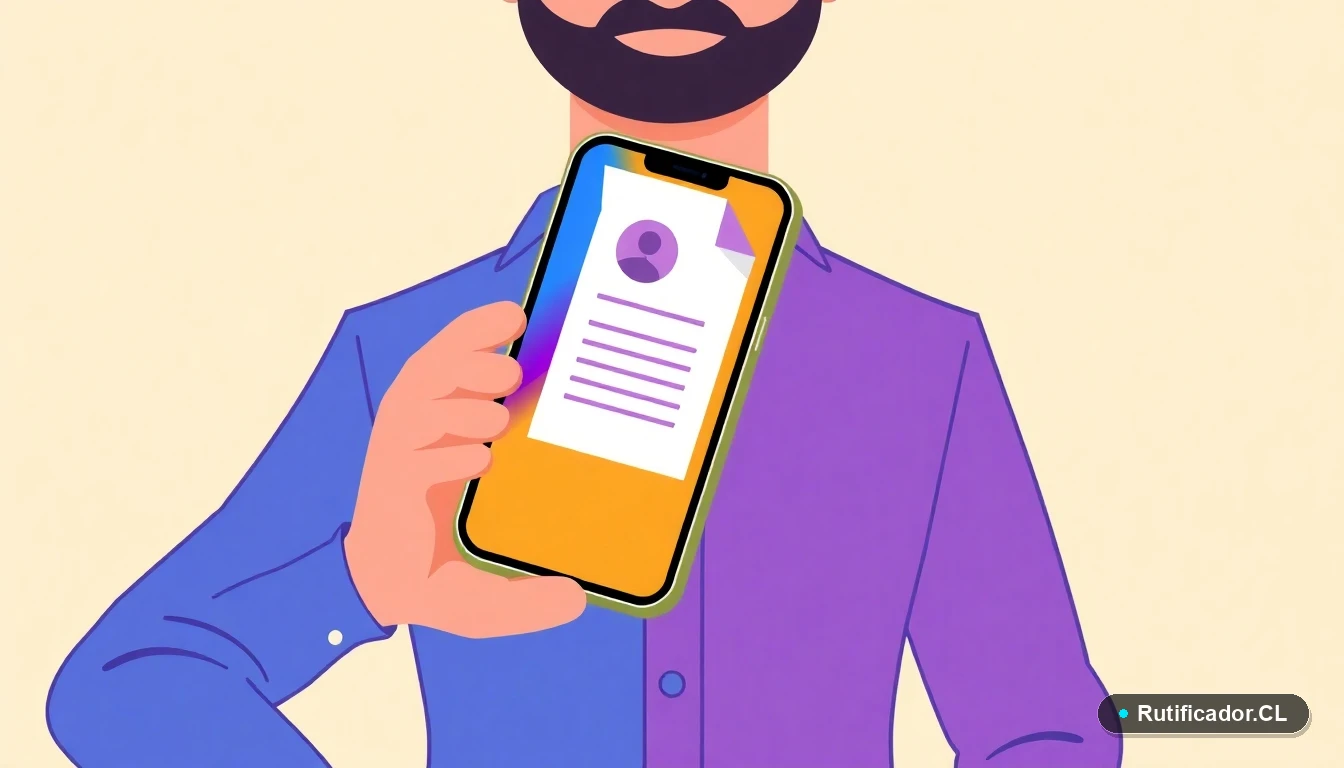 Iconos de smartphone y documento digital representando el acceso fácil a la guía de farmacias de turno en Chile.