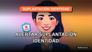 Ilustración vectorial de una profesional chilena sonriendo junto a un escudo digital, representando la prevención de fraudes de suplantación de identidad.