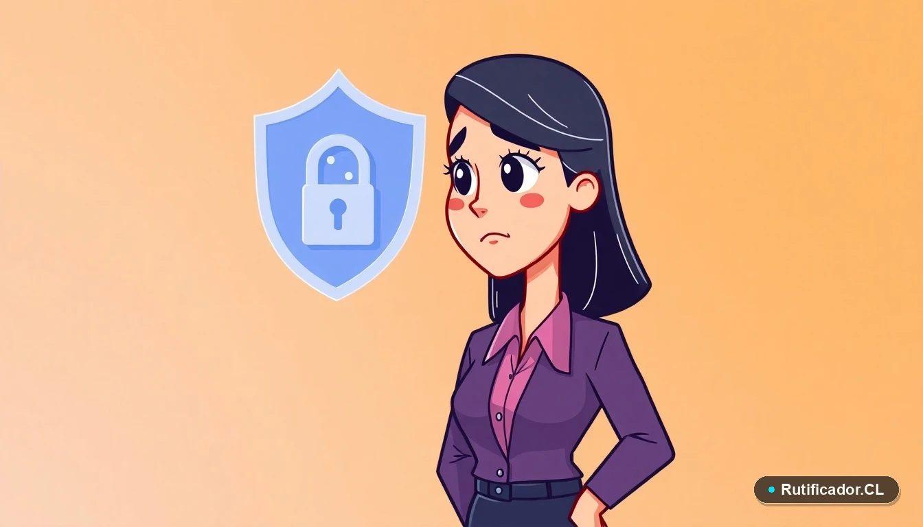 Ilustración de una profesional chilena informada sobre la protección de datos y consultas legales del RUT.