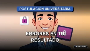 Joven revisando su resultado de postulación universitaria en Chile de manera digital, evitando errores comunes.