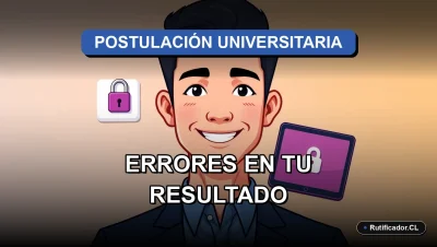 Joven revisando su resultado de postulación universitaria en Chile de manera digital, evitando errores comunes.
