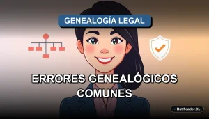 Ilustración profesional sobre cómo evitar errores legales en tu árbol genealógico en Chile.