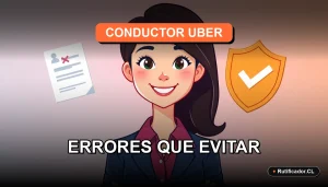 Ilustración profesional sobre los errores legales y de seguridad que debe evitar un conductor de Uber en Chile.