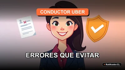 Ilustración profesional sobre los errores legales y de seguridad que debe evitar un conductor de Uber en Chile.