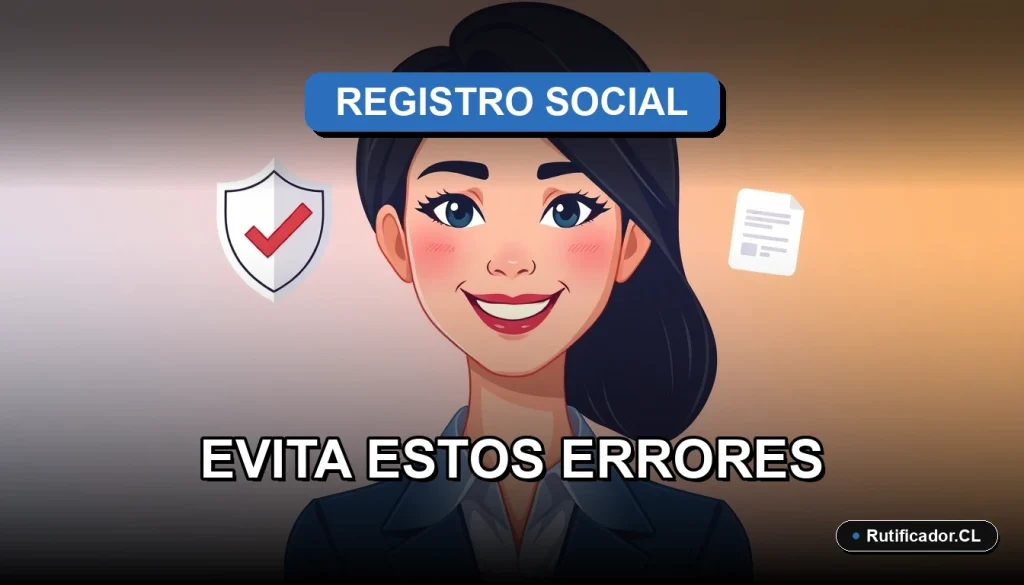 Persona evitando errores al postular al Registro Social de Hogares en Chile, ilustración corporativa.