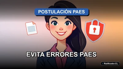 Joven profesional sonriente junto a un escudo de seguridad digital, consejos para postulación PAES y protección de datos personales.
