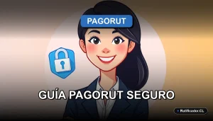 Ilustración corporativa de una profesional joven sonriente junto a un escudo digital, representando seguridad legal en trámites con PagoRUT en Chile.