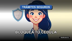 Guía ilustrada para bloquear la cédula de extranjería en Chile de forma online y segura, personaje femenino profesional