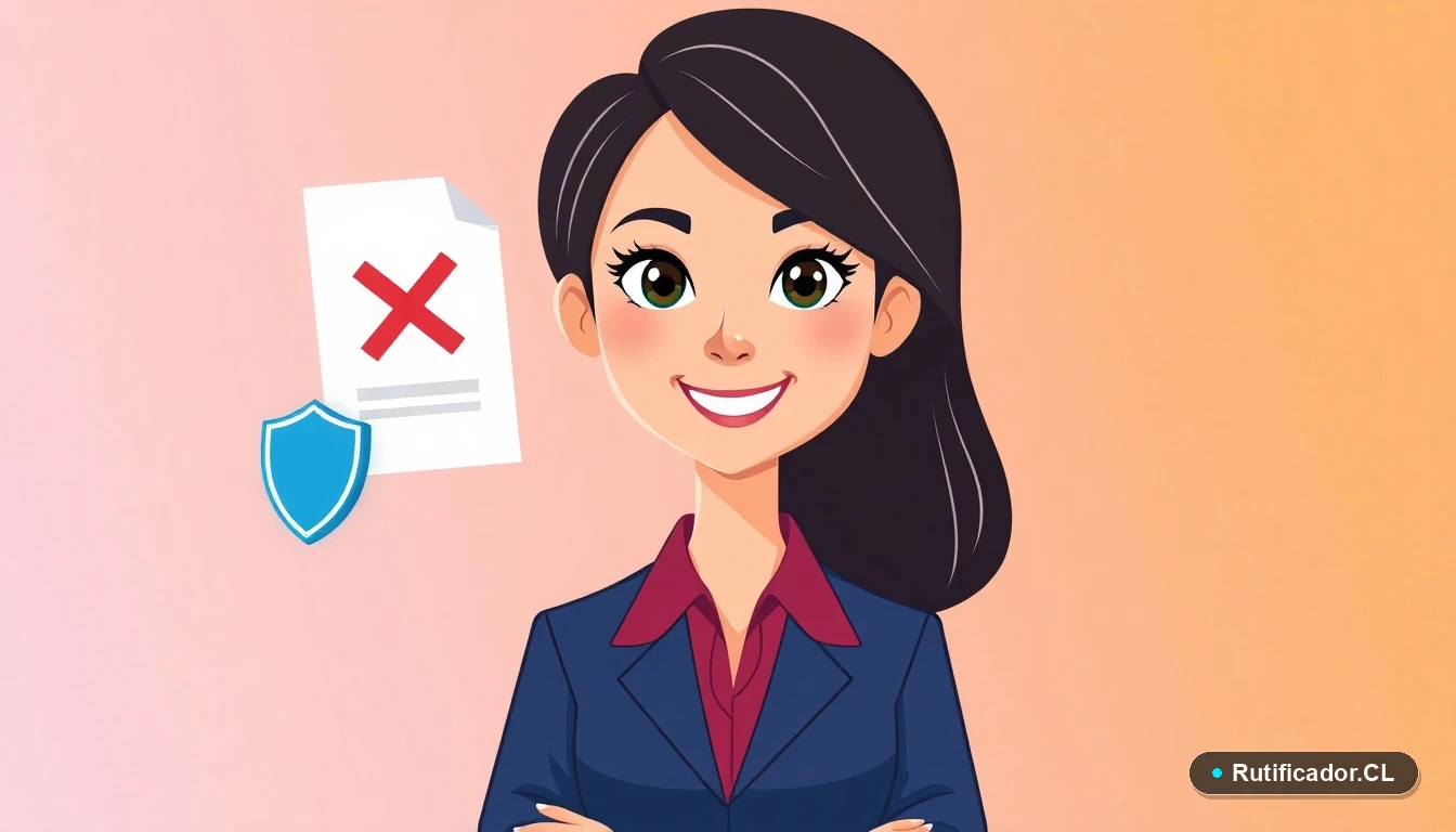 Mujer profesional chilena con documento de licencia médica rechazada y símbolo de protección, guía para reclamar en COMPIN.