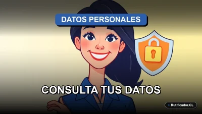 Ilustración de una profesional chilena sonriente junto a un escudo digital flotante que protege información personal, estilo corporativo moderno.