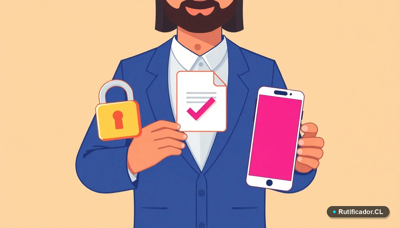 Iconos de seguridad digital: candado, documento y teléfono celular en un estilo de ilustración vectorial plana y colorida.