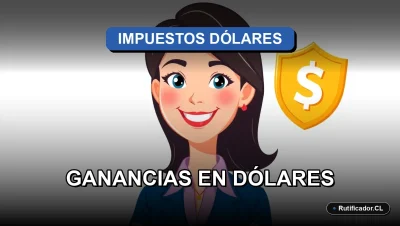 Ilustración vectorial para guía legal sobre cálculo de impuestos por ganancias en dólares en Chile 2026.