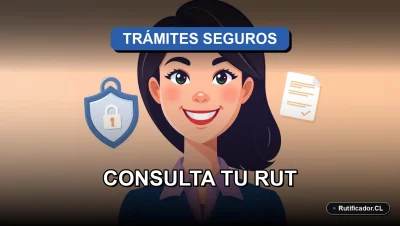 Guía legal 2026 para consultar el RUT en Chile de forma segura y oficial, ilustración plana de una profesional sonriente.