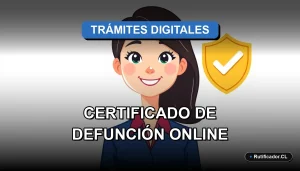 Ilustración corporativa sobre cómo solicitar el certificado de defunción en línea en Chile de manera digital y segura.