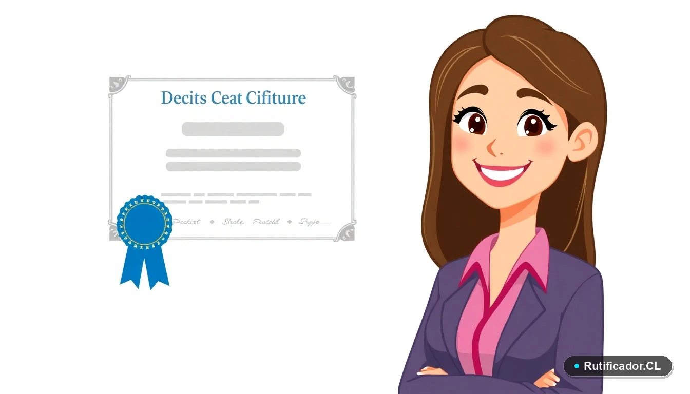 Ilustración de mujer realizando trámite de certificado de defunción en línea en Chile.