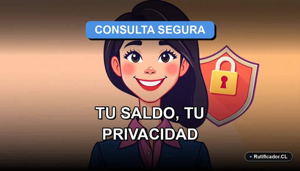 Ilustración de una profesional chilena sonriente junto a un escudo digital flotante que protege su información personal, estilo corporativo moderno.