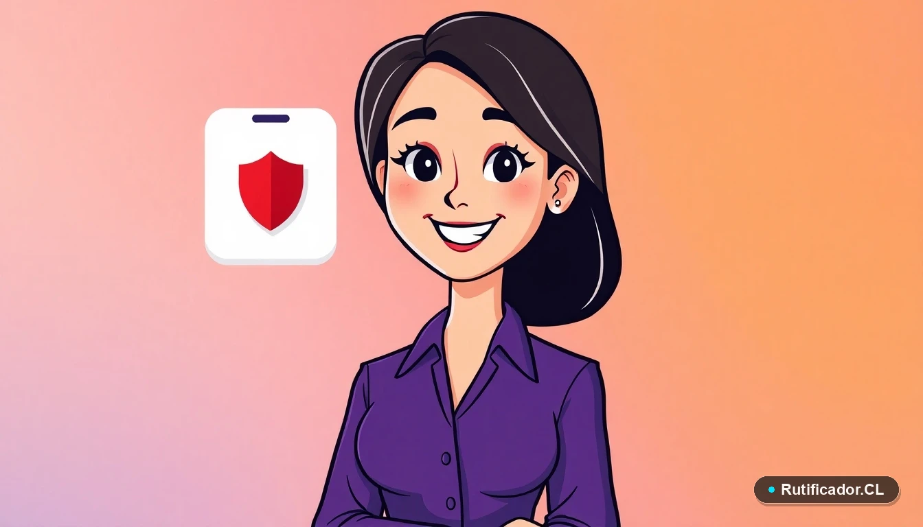 Mujer profesional protegiendo su RUT de estafas telefónicas en Chile con un escudo digital en su smartphone.