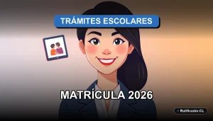 Guía oficial para el proceso de matrícula escolar 2026 en Chile con certificado de nacimiento extranjero, ilustración corporativa amigable.