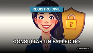 Guía oficial para consultar un fallecido en Chile de forma legal y segura, ilustración plana corporativa.