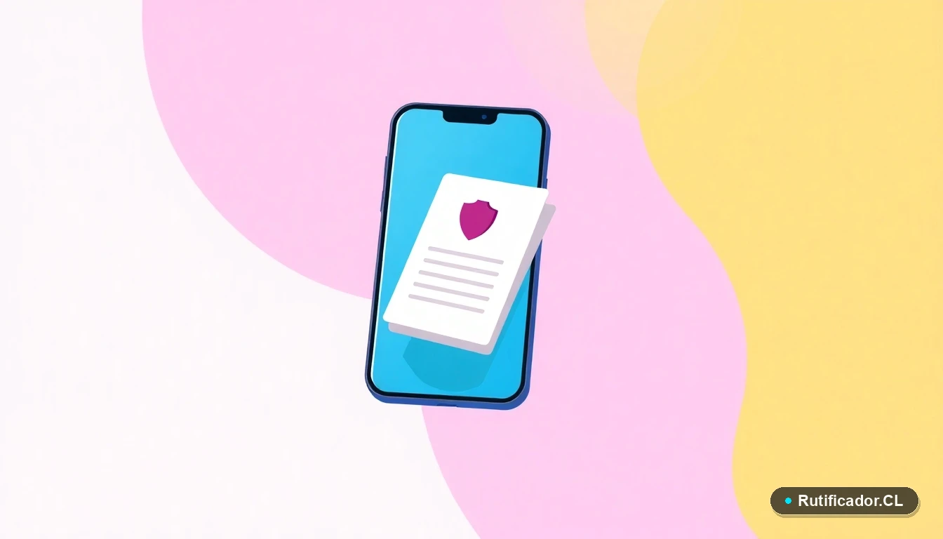 Dispositivo móvil y documento digital estilizados para representar la recarga segura de la tarjeta Bip en Chile.