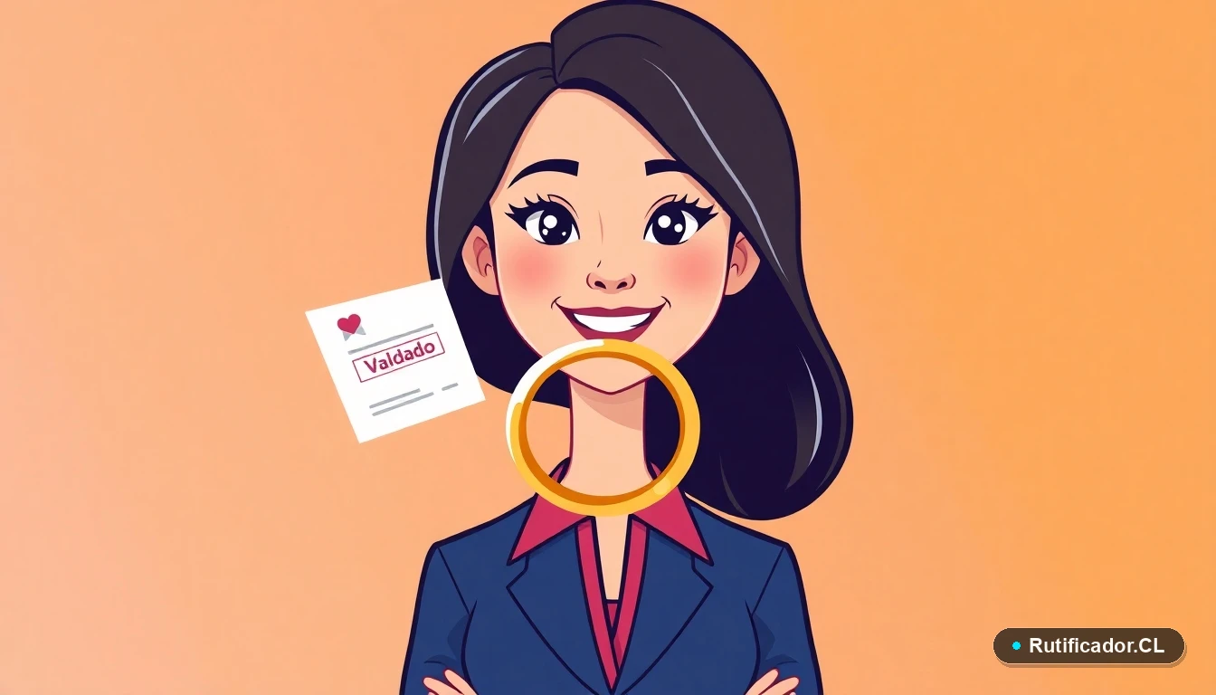 Ilustración de una profesional explicando la inscripción y validez de un matrimonio celebrado en el extranjero en Chile.