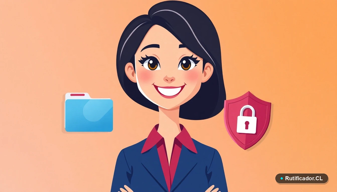 Profesional chilena organizando documentos familiares de forma digital y segura con una plantilla.