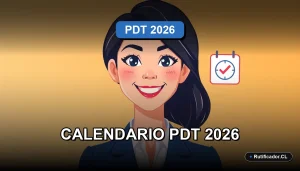 Joven profesional sonriente con calendario flotante para organizar la preparación de la PDT 2026 de manera legal y efectiva.