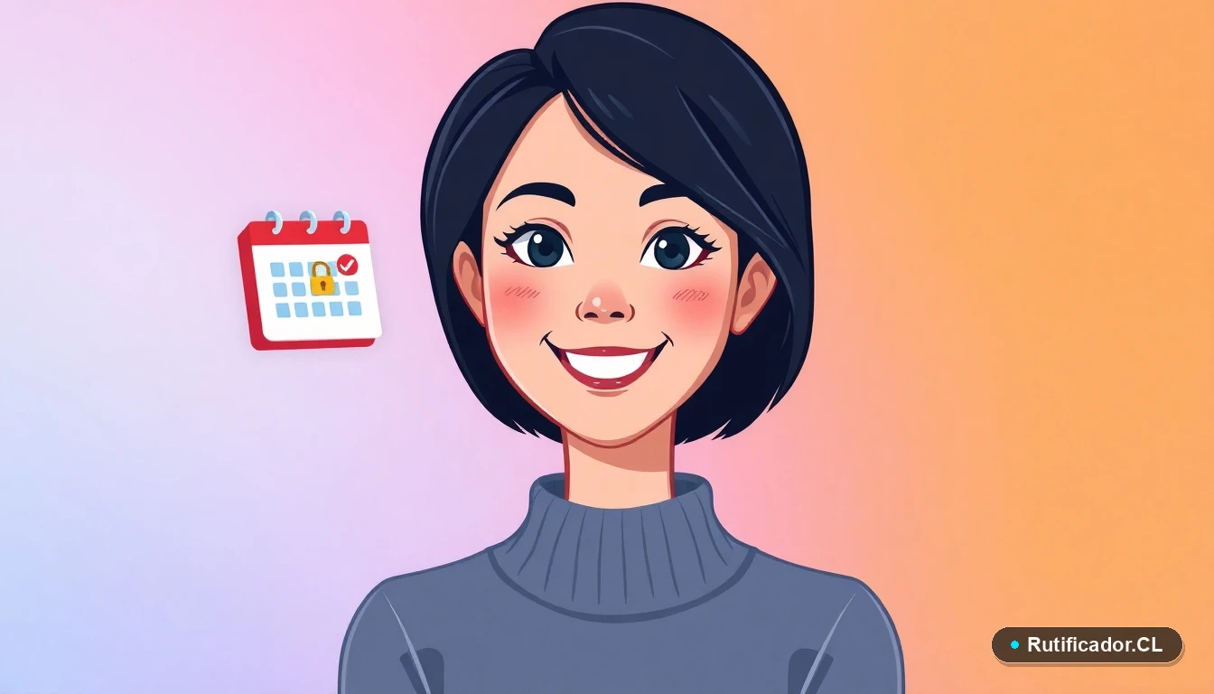 Joven estudiante chilena con plantilla de calendario de estudio para la PDT flotando a su lado