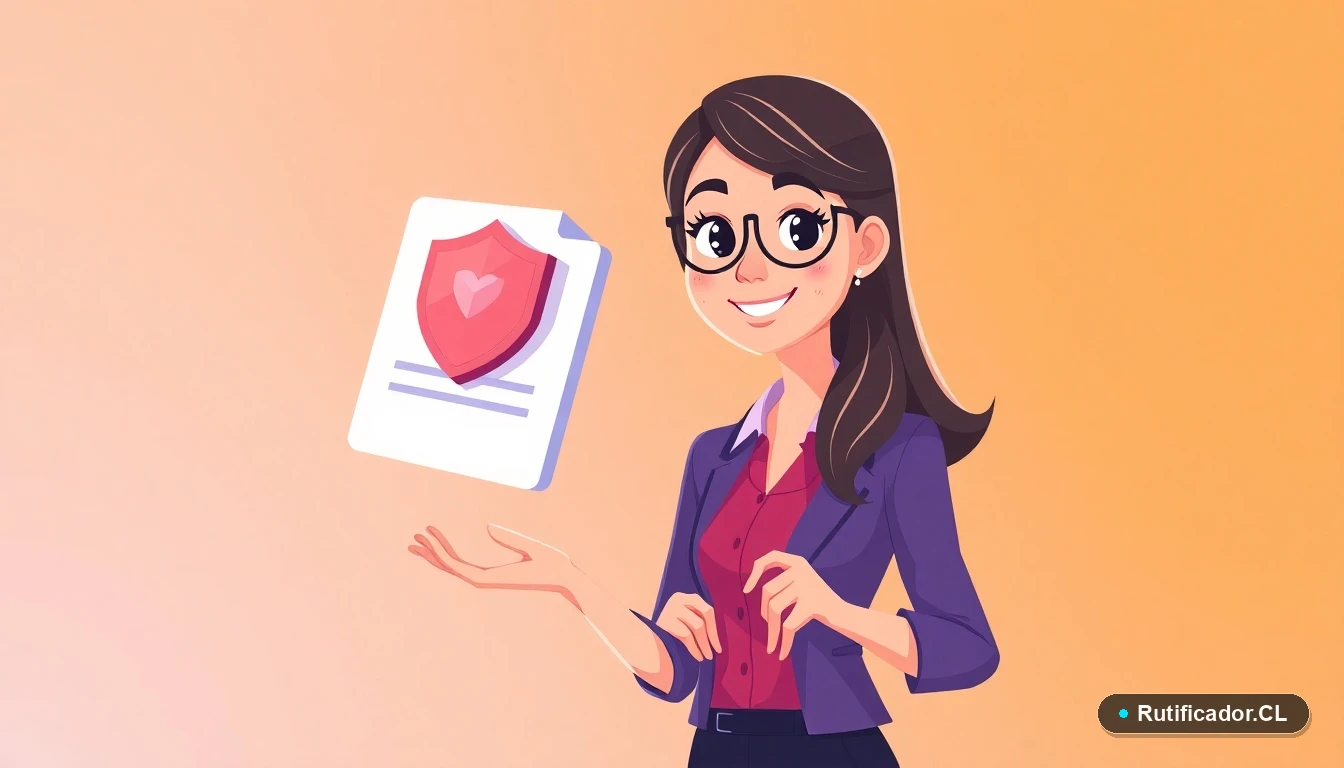 Ilustración de una profesional chilena junto a un documento digital para reclamar llamadas fraudulentas.