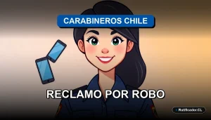Ilustración de reclamo por robo de celular en Carabineros de Chile, trámite seguro y guiado.