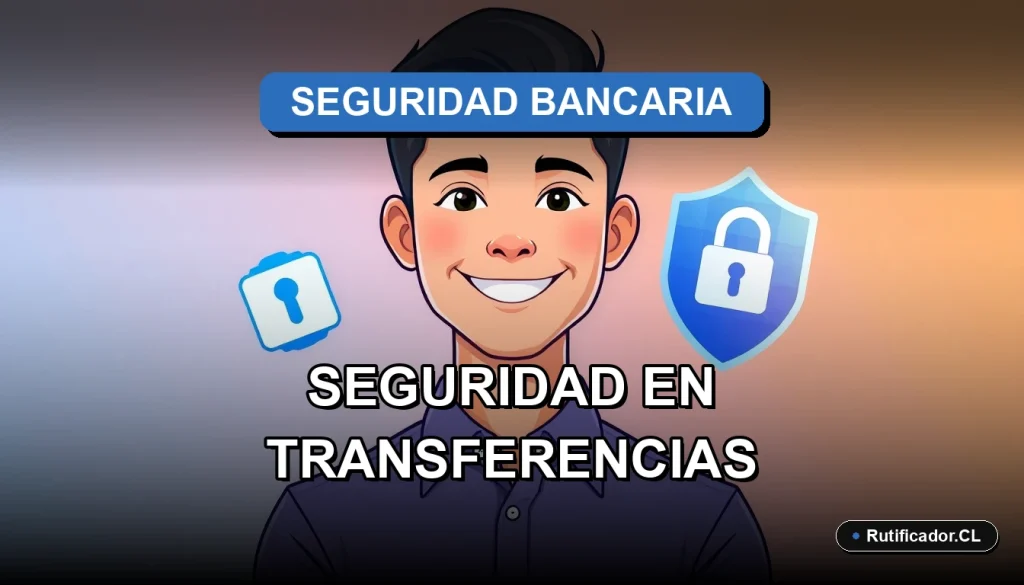 Ilustración de seguridad financiera con plantilla RUT para proteger transferencias bancarias en Chile.