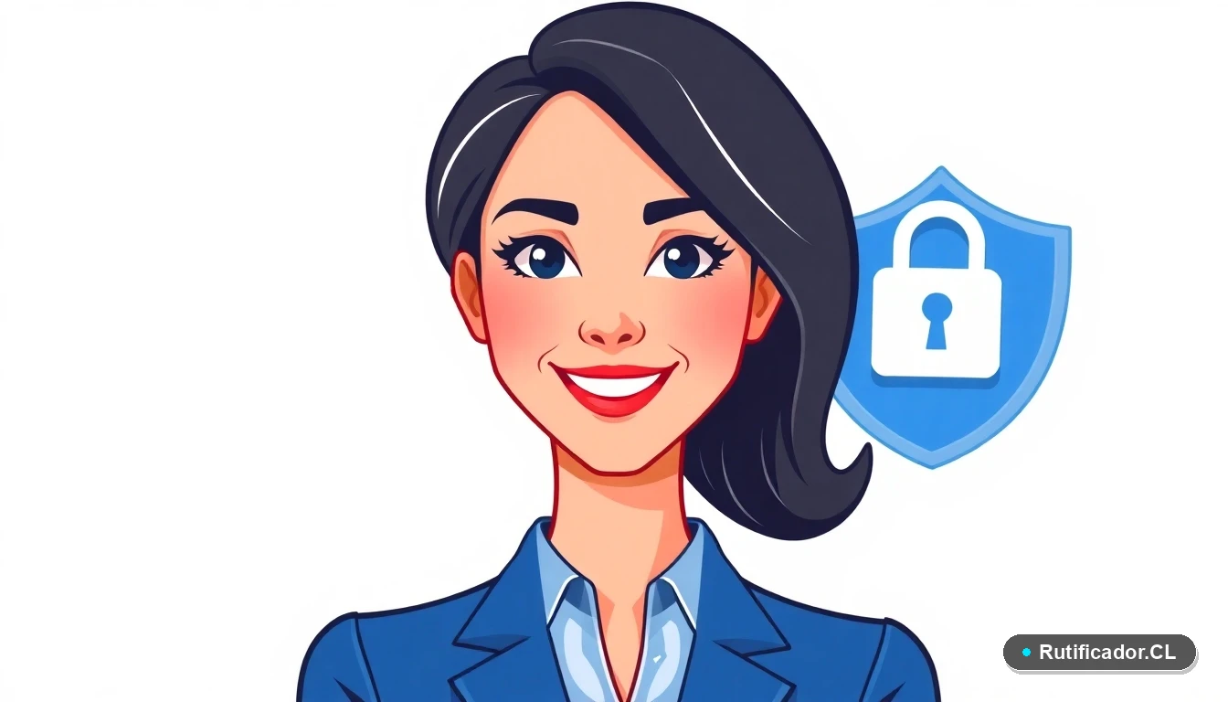 Mujer profesional protegiendo su Cuenta RUT BancoEstado con un escudo digital de seguridad contra phishing.