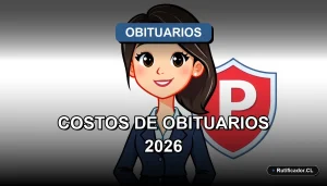 Ilustración sobre cómo publicar un obituario y sus costos oficiales en el Registro Civil de Chile para el año 2026.