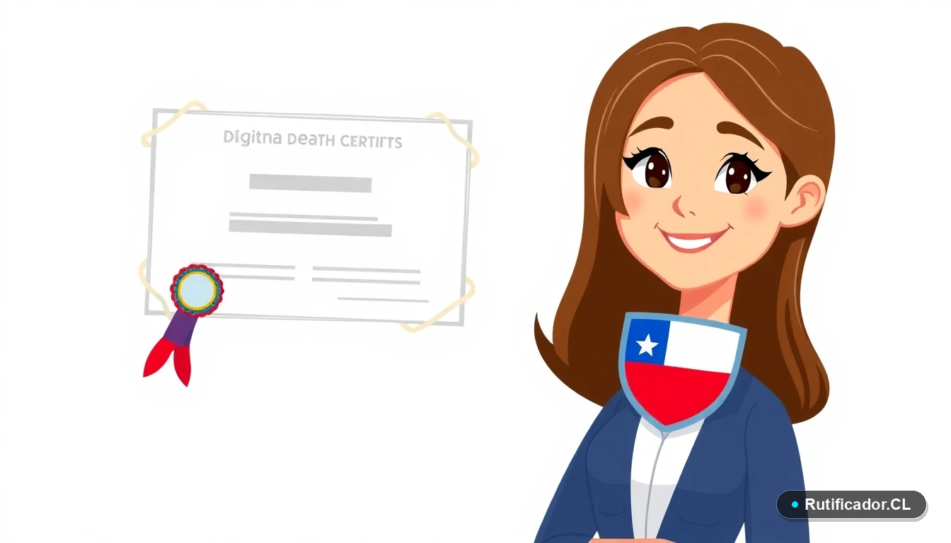 Guía legal sobre el costo de publicar un obituario en el Registro Civil de Chile, ilustración corporativa.