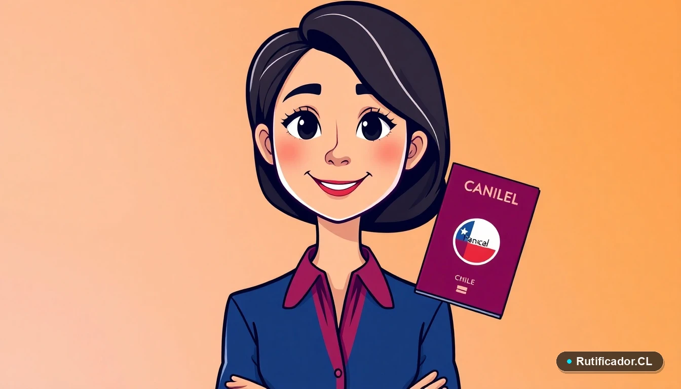 Ilustración de una profesional guiando el proceso legal de renuncia a la nacionalidad chilena.